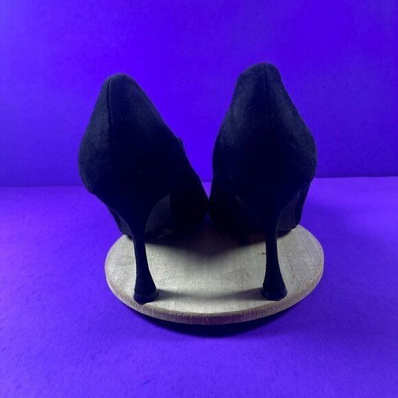 HALSTON Women's Black Suede Sicily Closed Toe Mary Jane Pumps Shoe Size 11-NEW - Picture 4 of 6